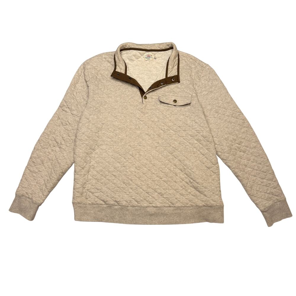 Faherty Brand Epic Quilted Fleece Pullover Men's XL Oatmeal Gorpcore